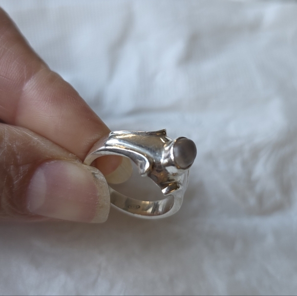 Vintage 925 Cats Eye Moonstone Solitaire Ring with Moonstone Size 8 - Picture 14 of 14